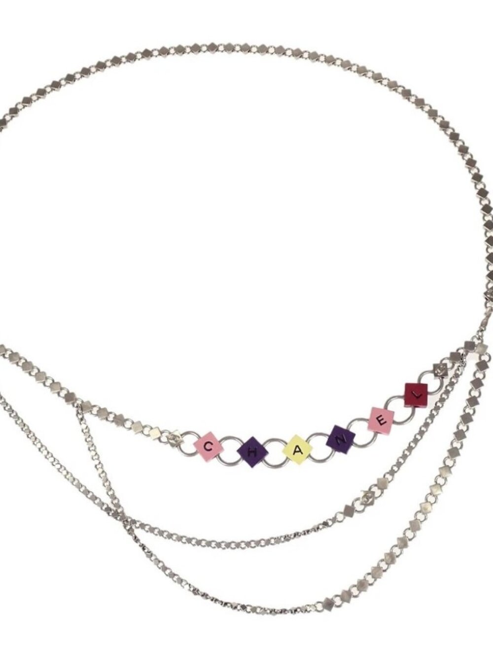Chanel Cube Silver Chain Belt 04P Small Good